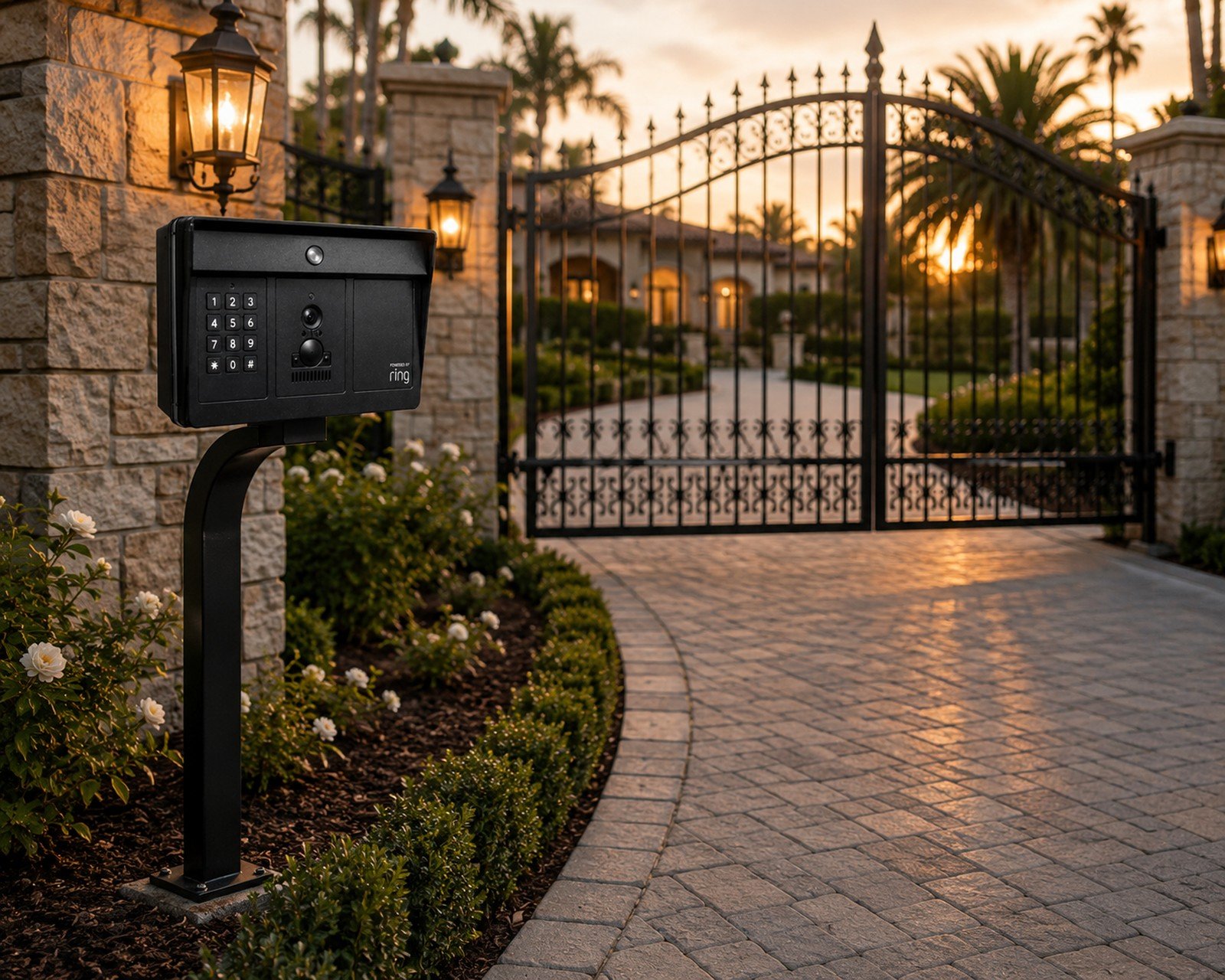 Ring gate controller installed at a Southern California estate gate